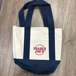 Trader Joe's Navy and Cream Tote Bag